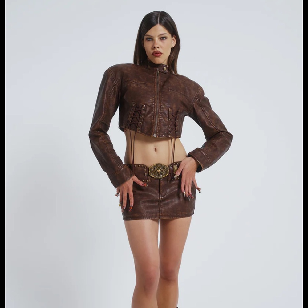 Jaded London Brown Easy Rider Skirt SET